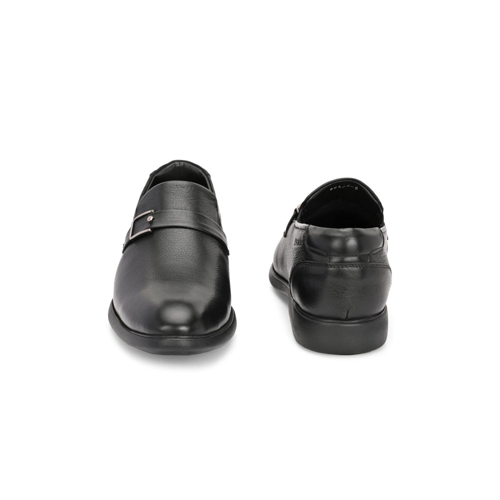Valentino Men Premium Leather Black Slip-On Formal Loafer Shoes