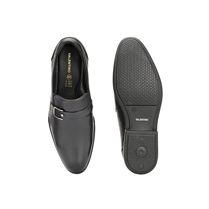 Valentino Men Premium Leather Black Slip-On Formal Loafer Shoes