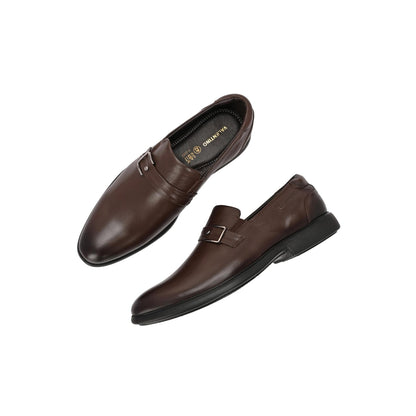 Valentino Men Premium Leather Brown Slip-On Formal Loafer Shoes