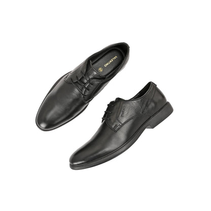 Valentino Men Premium Leather Black Lace-Up Formal Derby Shoes