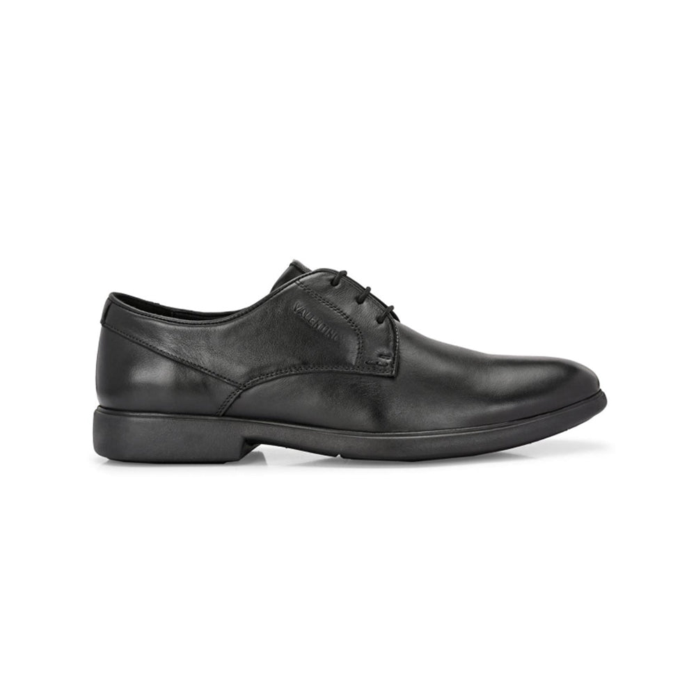 Valentino Men Premium Leather Black Lace-Up Formal Derby Shoes