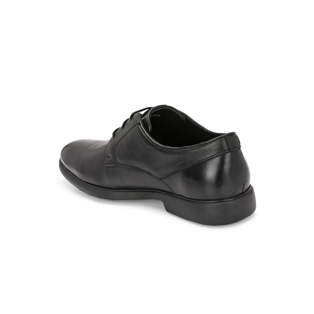 Valentino Men Premium Leather Black Lace-Up Formal Derby Shoes