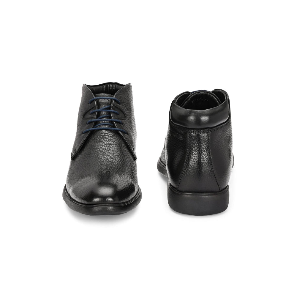 Valentino Men Premium Leather Black Lace-Up Formal Derby Shoes
