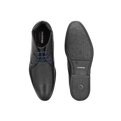 Valentino Men Premium Leather Black Lace-Up Formal Derby Shoes