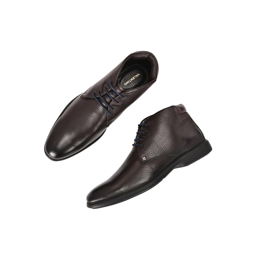 Valentino Men Premium Leather Brown Lace-Up Formal Derby Shoes