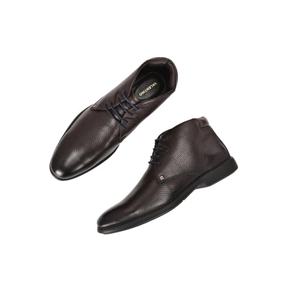 Valentino Men Premium Leather Brown Lace-Up Formal Derby Shoes