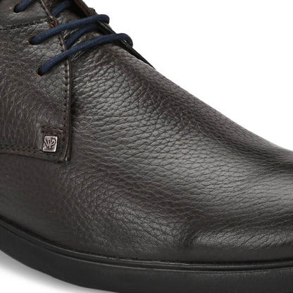 Valentino Men Premium Leather Brown Lace-Up Formal Derby Shoes