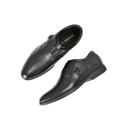 Valentino Men Premium Leather Black Slip-On Formal Loafer Shoes
