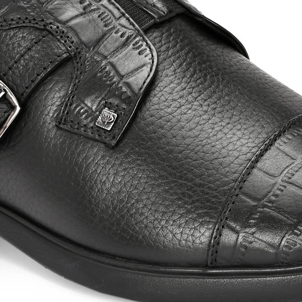 Valentino Men Premium Leather Black Slip-On Formal Loafer Shoes