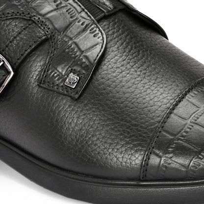 Valentino Men Premium Leather Black Slip-On Formal Loafer Shoes