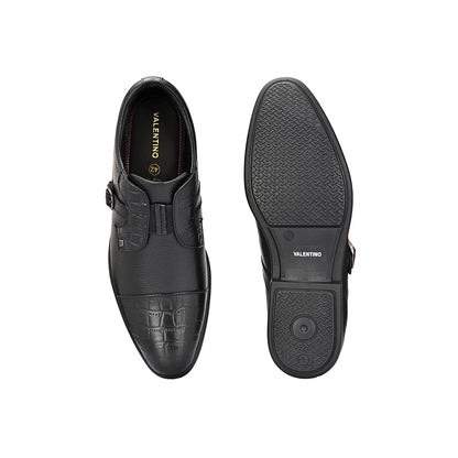 Valentino Men Premium Leather Black Slip-On Formal Loafer Shoes
