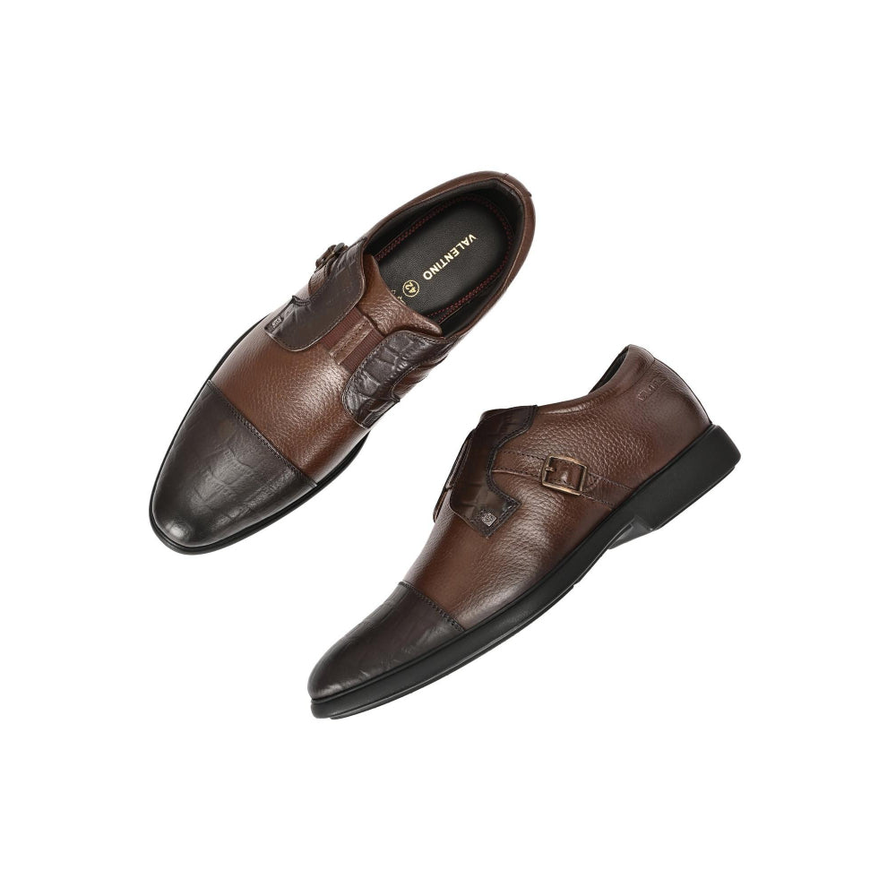 Valentino Men Premium Leather Brown Slip-On Formal Loafer Shoes