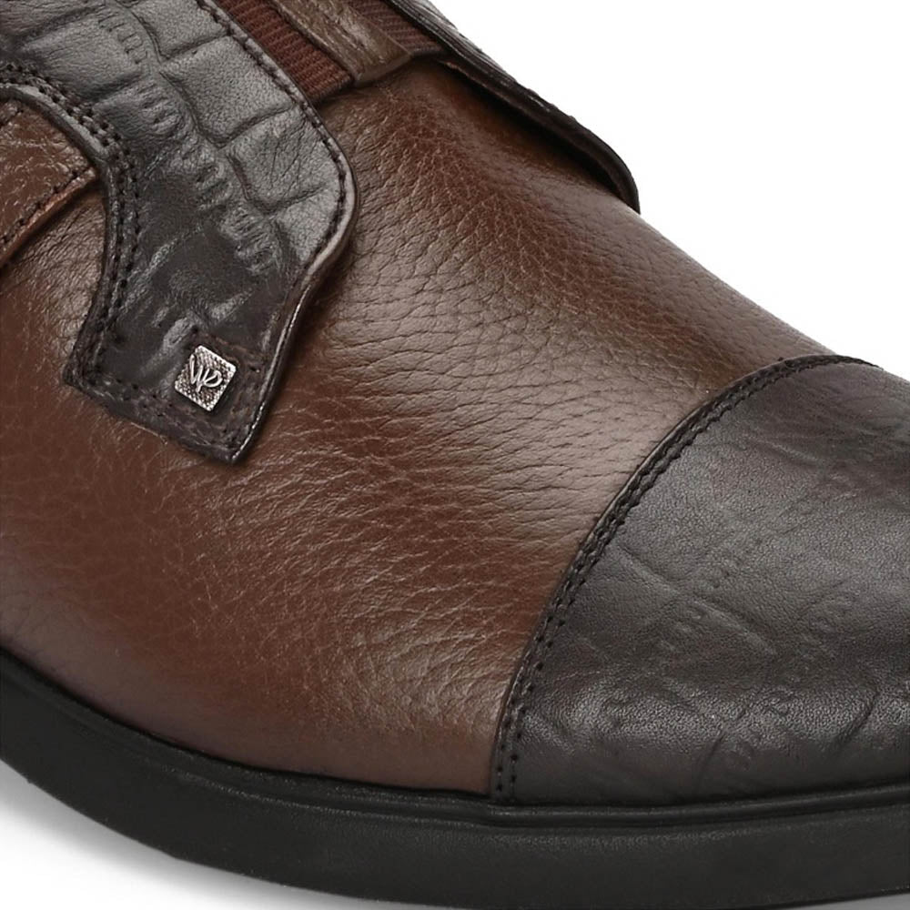 Valentino Men Premium Leather Brown Slip-On Formal Loafer Shoes