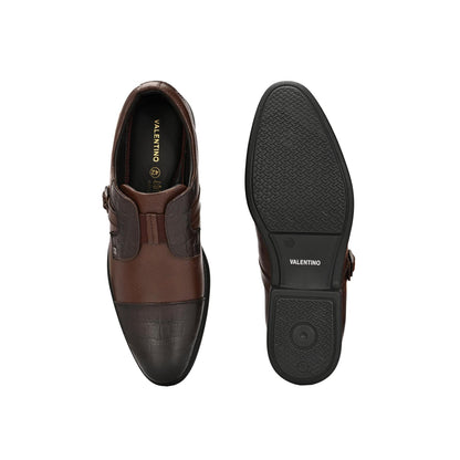 Valentino Men Premium Leather Brown Slip-On Formal Loafer Shoes
