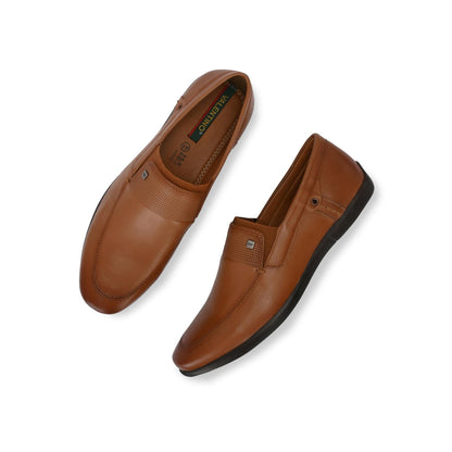 Valentino Men Premium Leather Tan Slip-On Formal Loafer Shoes