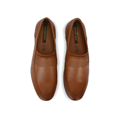 Valentino Men Premium Leather Tan Slip-On Formal Loafer Shoes