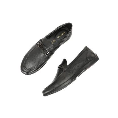 Valentino Men Premium Leather Black Slip-On Formal Loafer Shoes