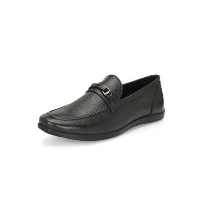Valentino Men Premium Leather Black Slip-On Formal Loafer Shoes