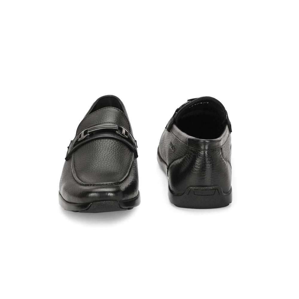 Valentino Men Premium Leather Black Slip-On Formal Loafer Shoes