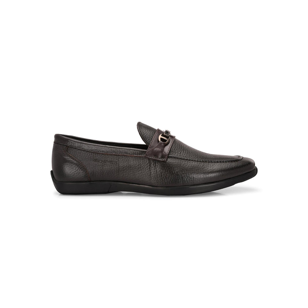 Valentino Men Premium Leather Brown Slip-On Formal Loafer Shoes