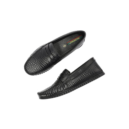 Valentino Men Premium Leather Textured Penny Loafers