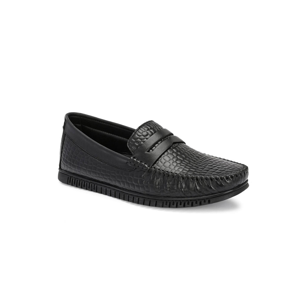 Valentino Men Premium Leather Textured Penny Loafers