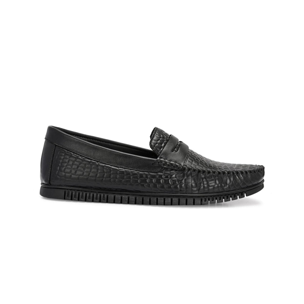 Valentino Men Premium Leather Textured Penny Loafers