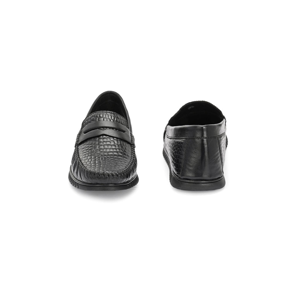 Valentino Men Premium Leather Textured Penny Loafers