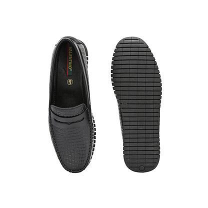 Valentino Men Premium Leather Textured Penny Loafers