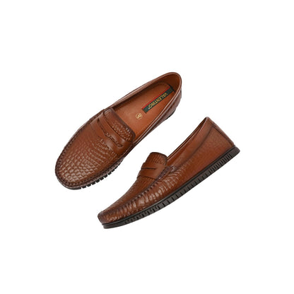 Valentino Men Premium Leather Textured Penny Loafers