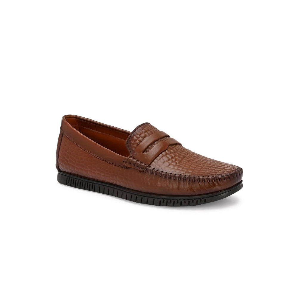 Valentino Men Premium Leather Textured Penny Loafers