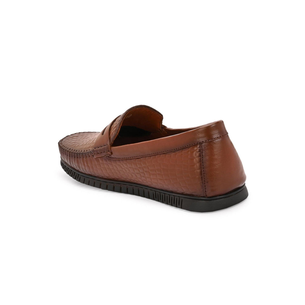 Valentino Men Premium Leather Textured Penny Loafers