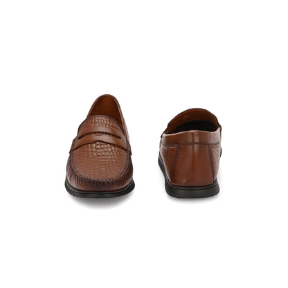 Valentino Men Premium Leather Textured Penny Loafers