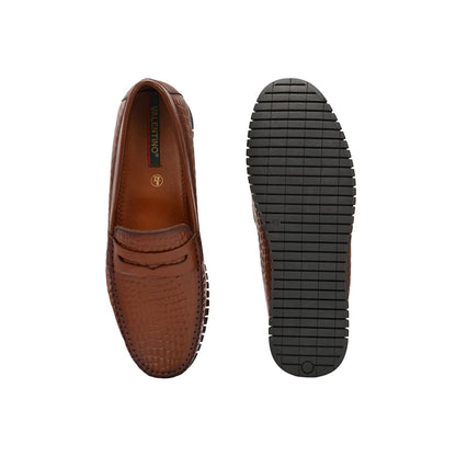 Valentino Men Premium Leather Textured Penny Loafers
