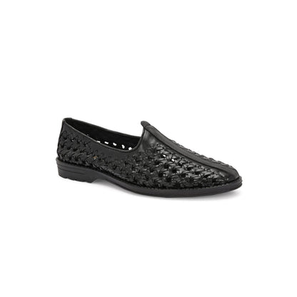 Valentino Men Premium Leather Ethnic Handwoven Slip-On Loafers