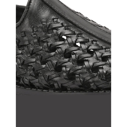 Valentino Men Premium Leather Ethnic Handwoven Slip-On Loafers