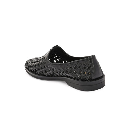 Valentino Men Premium Leather Ethnic Handwoven Slip-On Loafers