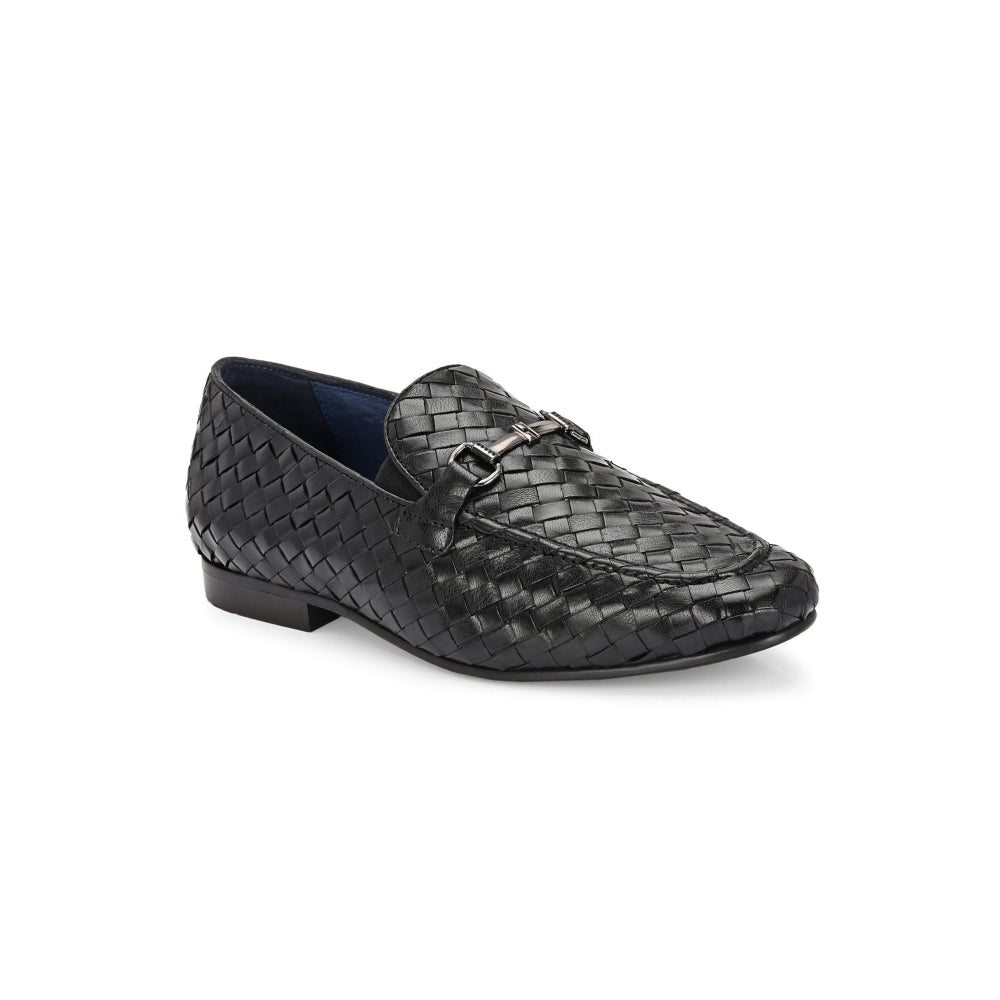 Valentino Genuine Leather Woven Slip-On Loafers for Men with Nulite Sole