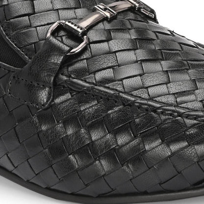 Valentino Genuine Leather Woven Slip-On Loafers for Men with Nulite Sole