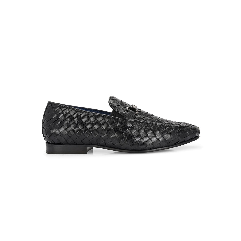 Valentino Genuine Leather Woven Slip-On Loafers for Men with Nulite Sole