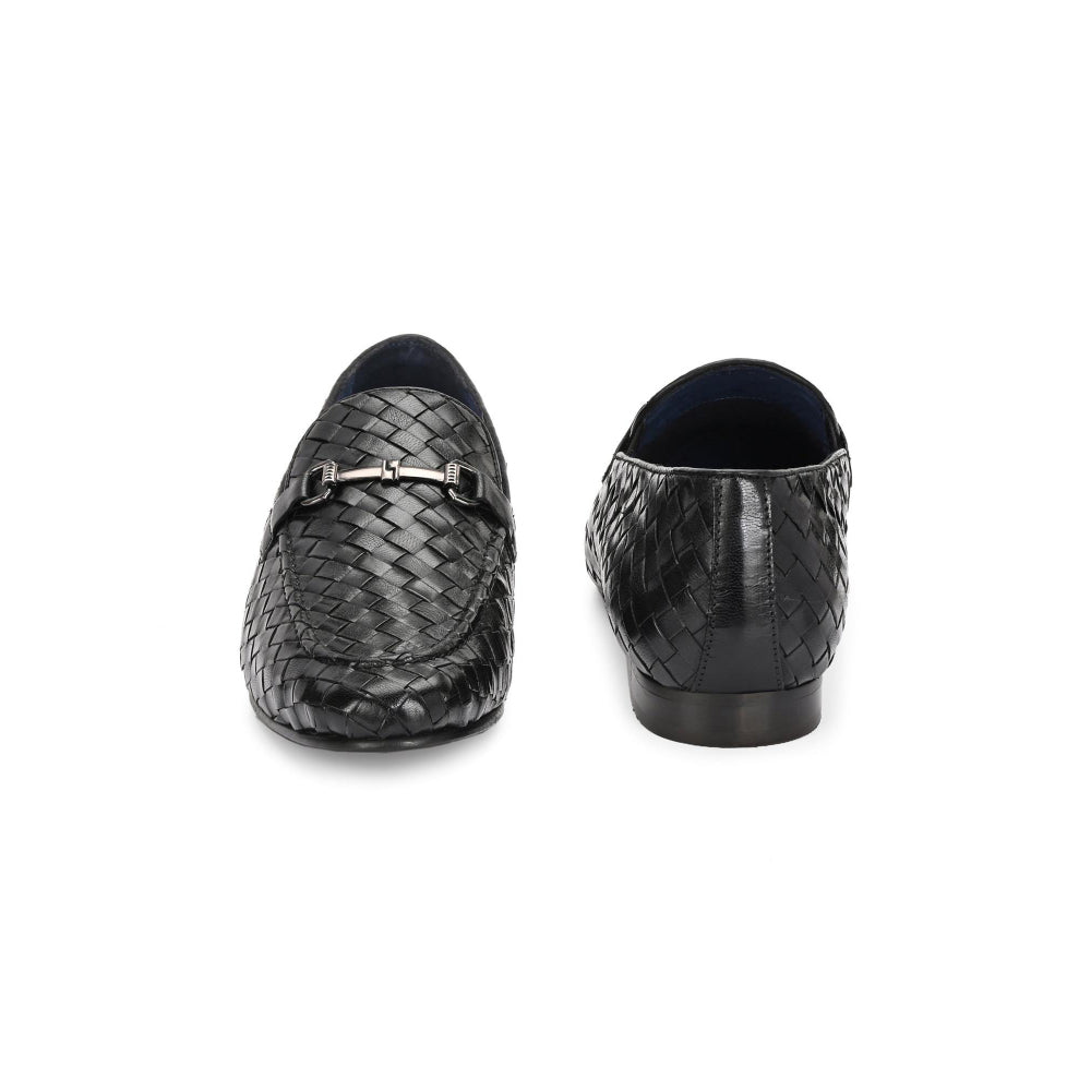 Valentino Genuine Leather Woven Slip-On Loafers for Men with Nulite Sole