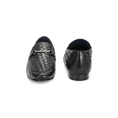 Valentino Genuine Leather Woven Slip-On Loafers for Men with Nulite Sole