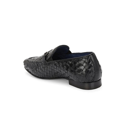 Valentino Genuine Leather Woven Slip-On Loafers for Men with Nulite Sole