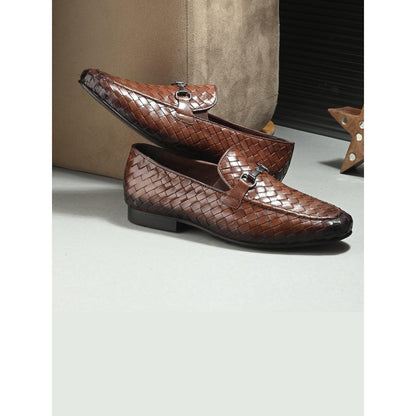 Valentino Genuine Leather Woven Slip-On Loafers for Men with Nulite Sole