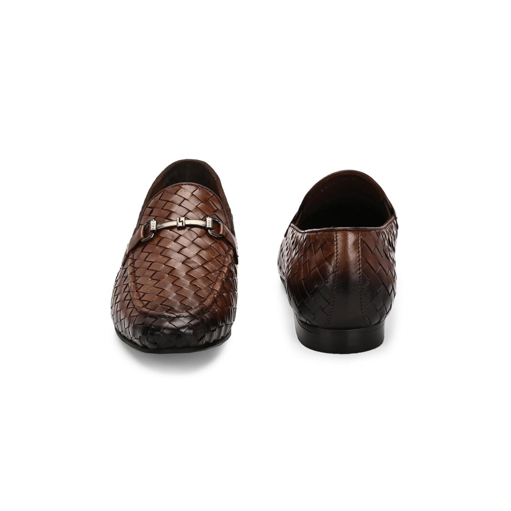 Valentino Genuine Leather Woven Slip-On Loafers for Men with Nulite Sole