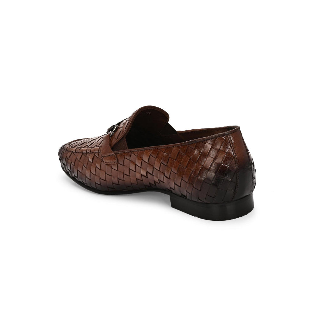 Valentino Genuine Leather Woven Slip-On Loafers for Men with Nulite Sole