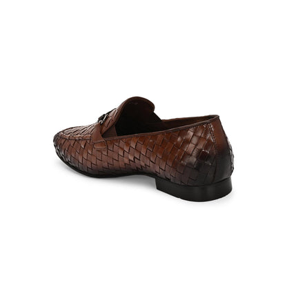 Valentino Genuine Leather Woven Slip-On Loafers for Men with Nulite Sole