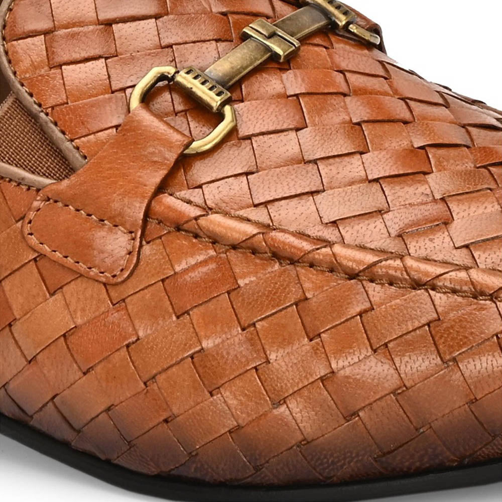Valentino Genuine Leather Woven Slip-On Loafers for Men with Nulite Sole