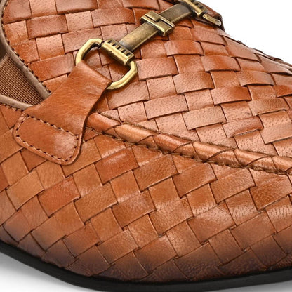 Valentino Genuine Leather Woven Slip-On Loafers for Men with Nulite Sole