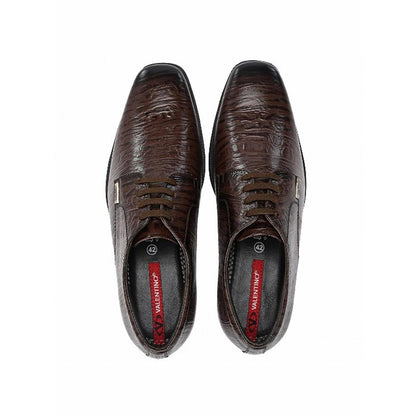 Valentino Men Premium Leather Brown Lace-Up Formal Derby Shoes